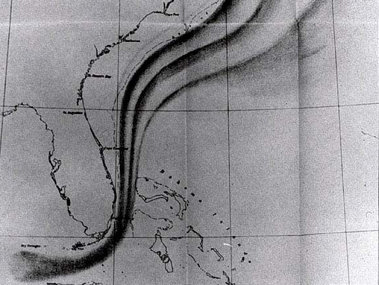 This chart of the Gulf Stream, compiled by the Coast Survey in 1860, was based on a series of systematic studies begun in 1845. (NOAA Photo Library).