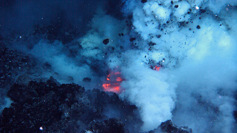 An area on the summit of the West Mata Volcano erupting in 2009. An area on the summit of the West Mata Volcano erupting in 2009..