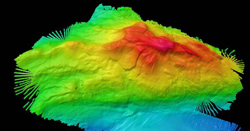 This image of Mona Seamount was generated using data collected from NOAA Ship Okeanos Explorer. Image courtesy of the NOAA Office of Ocean Exploration and Research, Océano Profundo 2015: Exploring Puerto Rico’s Seamounts, Trenches, and Troughs. This image of Mona Seamount was generated using data collected from NOAA Ship Okeanos Explorer. Image courtesy of the NOAA Office of Ocean Exploration and Research, Océano Profundo 2015: Exploring Puerto Rico’s Seamounts, Trenches, and Troughs.