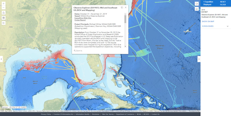 Screenshot of the NOAA Ocean Exploration Data Atlas Pop-Up Windows Screenshot of the NOAA Ocean Exploration Data Atlas Pop-Up Windows
