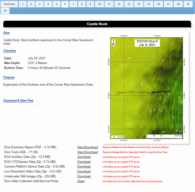 Screenshot of the NOAA Ship Okeanos Explorer Data Landing Pages Screenshot of the NOAA Ship Okeanos Explorer Data Landing Pages