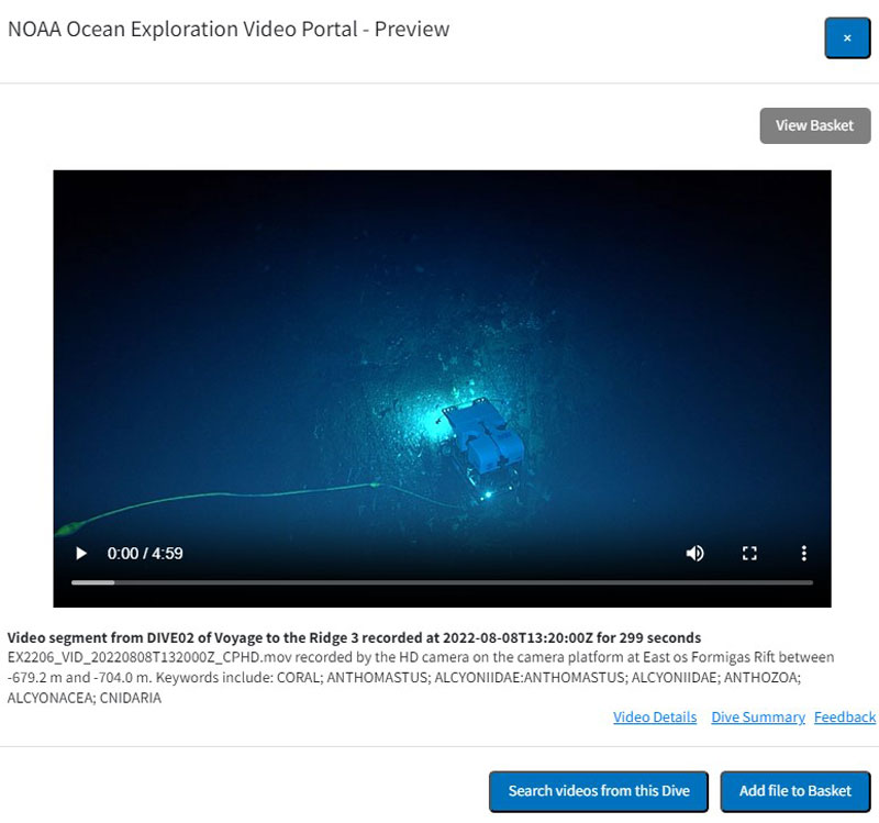 Screenshot of the Ocean Exploration Video Portal preview Screenshot of the Ocean Exploration Video Portal preview