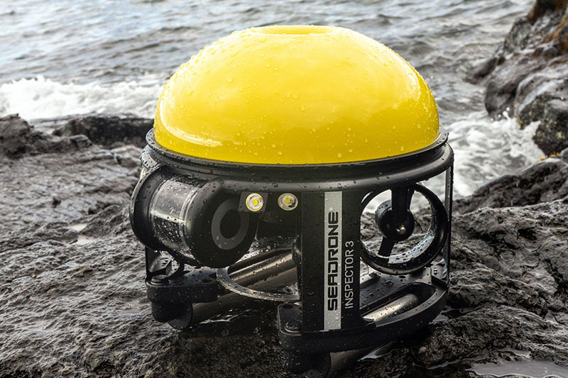 During the first year of the Our Submerged Past: Exploring Inundated Late Pleistocene (10,600 - 17,000 years ago) Caves in Southeast Alaska with Sunfish expedition, the expedition team surveyed the region using side-scan sonar and then investigate underwater anomalies identified during the surveys using remotely operated vehicle SeaDrone Inspector, pictured here, in order to locate submerged entrances to ancient caves and rock shelters that can be explored during the second year of the expedition.