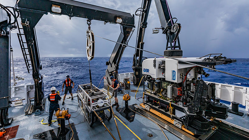 Mission systems like remotely operated vehicles Deep Discoverer and Seirios undergo rigorous testing during shakedown expeditions at the beginning of each field season on NOAA Ship Okeanos Explorer. Mission systems like remotely operated vehicles Deep Discoverer and Seirios undergo rigorous testing during shakedown expeditions at the beginning of each field season on NOAA Ship Okeanos Explorer.