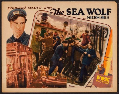 Lobby card for The Sea Wolf (1930), with Bear of Oakland in the
background of the tilted inset picture