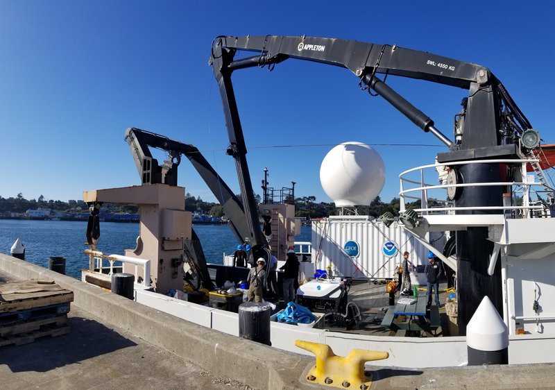 VSAT Antenna:  Streaming of the live video is possible because of the satellite antenna system under the white dome. The system packs up into the container it is mounted on.
