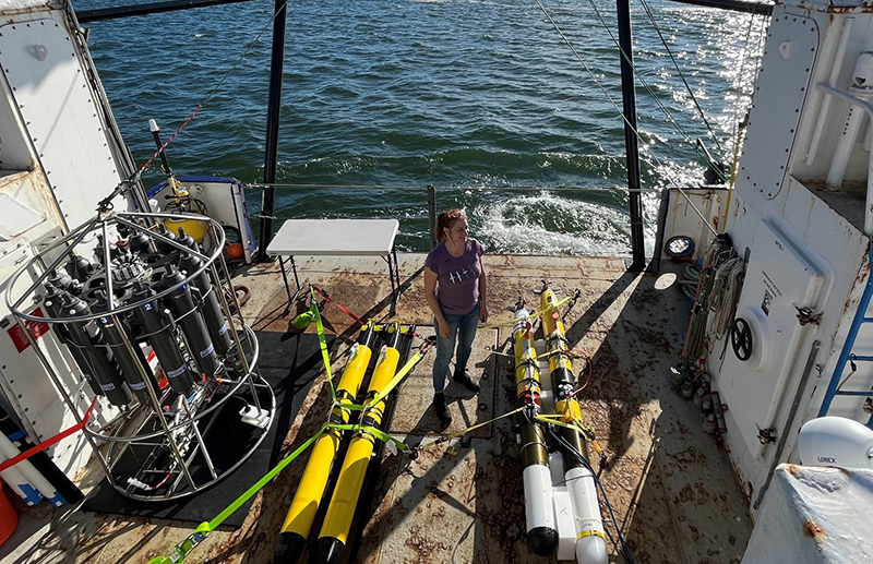 On the deck of Research Vessel Rachel Carson